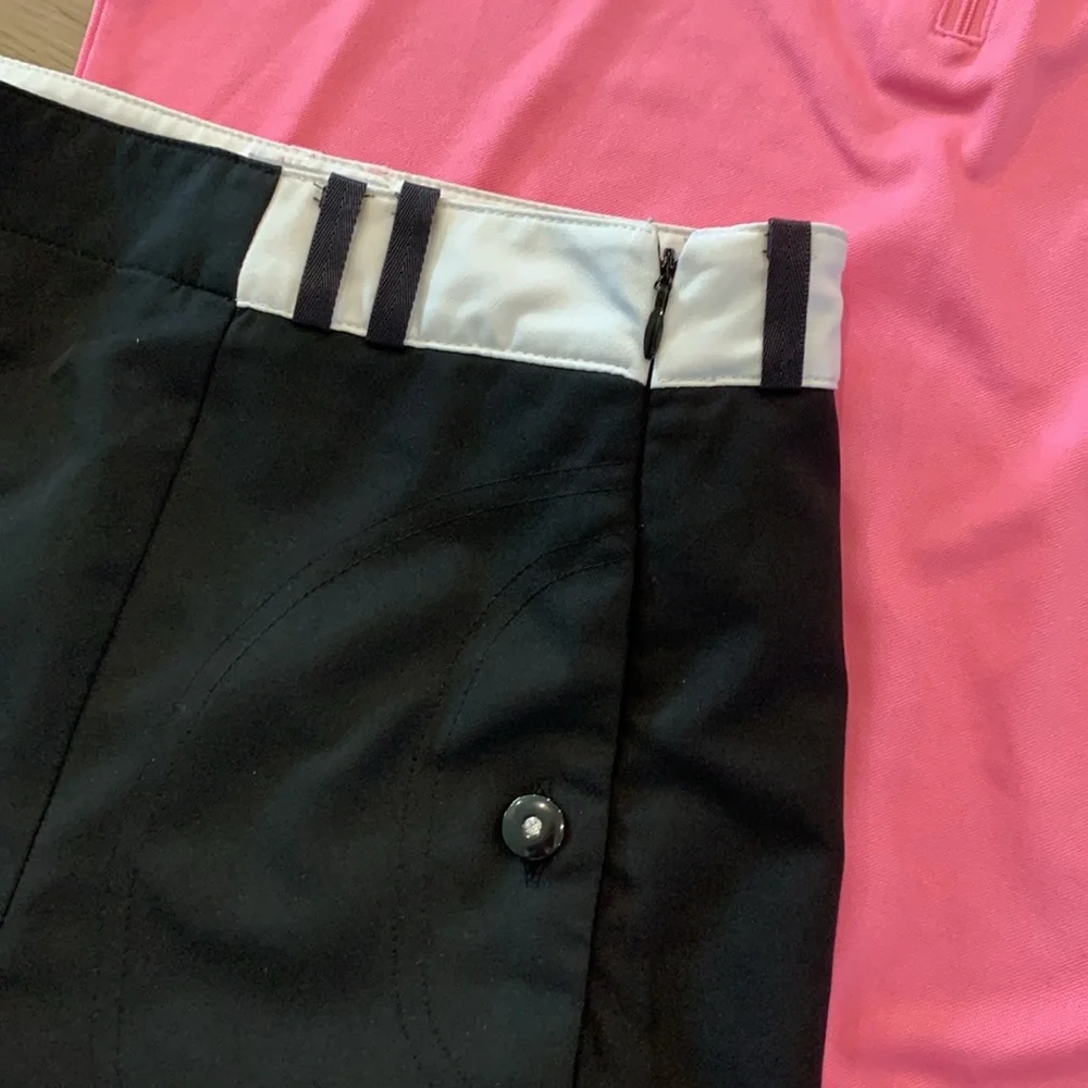 IZOD Golf Size Small Pink Sleeveless Top size small and Black Skirt size 2 Set
